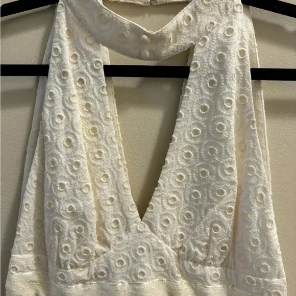 NWOT Anthropologie ANNA SUI 0 Dress GRANDE JATTE Eyelet Halter Cotton Floral - Picture 4 of 7